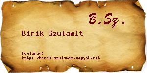 Birik Szulamit névjegykártya